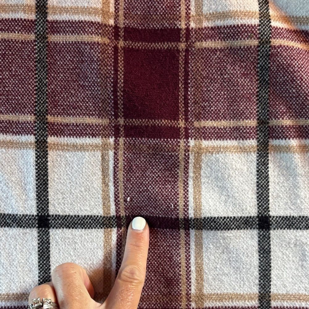 Tahari Burgundy and Cream Plaid Sweater - Picture 10 of 10